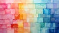 Watercolor abstract painting colorful squares. Generative AI. Royalty Free Stock Photo