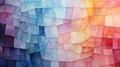 Watercolor abstract painting colorful squares. Generative AI. Royalty Free Stock Photo