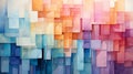 Watercolor abstract painting colorful squares. Generative AI. Royalty Free Stock Photo