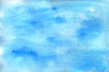 Watercolor abstract paper texture background. Hand painted with brush bright blue color backdrop for artwork design, template,