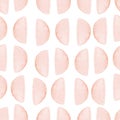 Watercolor abstract pink half round elements seamless pattern on white background Royalty Free Stock Photo