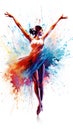 Watercolor abstract representation of rhythmic gymnastics. Royalty Free Stock Photo