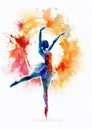 Watercolor abstract representation of rhythmic gymnastics. Royalty Free Stock Photo