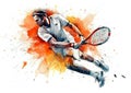 Watercolor abstract representation of tennis. Royalty Free Stock Photo