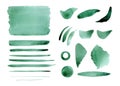 Watercolor abstract sea green splashes, background, cirkle, stro