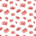 Watercolor abstract seamless pattern with red, pink flowers on white background. Royalty Free Stock Photo