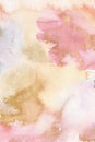 Watercolor abstract sky textures of gold, pink, yellow and grey spots. Hand painted pastel illustration isolated on Royalty Free Stock Photo