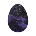 Watercolor abstract space cosmos peace in egg. Easter elements, backgrounds and textures. Isolated, hand drawn Royalty Free Stock Photo