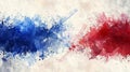 Watercolor abstract splashes background in France flag colors. Template for national holidays or celebration background. Royalty Free Stock Photo