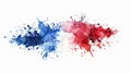 Watercolor abstract splashes background in France flag colors. Template for national holidays or celebration background. Royalty Free Stock Photo