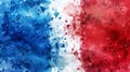 Watercolor abstract splashes background in France flag colors. Royalty Free Stock Photo