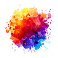 Watercolor abstract spots rainbow, grunge colorful paint vector illustration