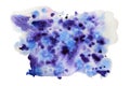 Watercolor abstract spots texture in blue and violet on white background Royalty Free Stock Photo