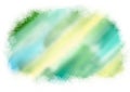 Watercolor abstract summer Background. Green, yellow and blue colorful diagonal gradient blot on white Background Royalty Free Stock Photo