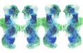 Watercolor abstract symmetric background. Colorful image. Blue and green paint. Royalty Free Stock Photo