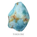 Watercolor abstract turquoise stone. Hand painted jewel stone isolated on white background. Minimalistic illustration