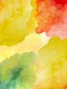 Watercolor abstract yellow red green gradient paint grunge texture background. Abstract yellow watercolor on white background. Royalty Free Stock Photo