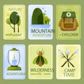 Watercolor adventure badges Vector illustration.