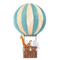 Watercolor air baloon illustration Royalty Free Stock Photo