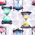 Watercolor Alchemical sand hourglass pattern