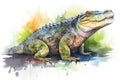 Watercolor alligator illustration on white background Royalty Free Stock Photo