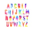 Watercolor alphabet. Beautiful letters