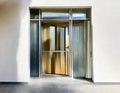 Watercolor of Aluminum modern entrance to a luxury house where the door is alsÃÂ³ Technology