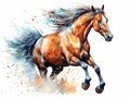 watercolor amazing jumping horse jumping a very high hurdle, equestrian competitions, horse clip art, watercolor style, ai,