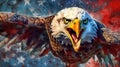 Dramatic American Bald Eagle Over An American Flag Abstract Background - Generative AI Royalty Free Stock Photo