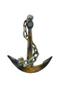 Watercolor anchor with rusty chain twisted around it. Original hand painted illustranion isolated on a white background