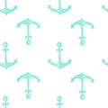 Watercolor anchor seamless pattern. Royalty Free Stock Photo