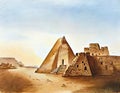 Watercolor of Ancient pyramid home house