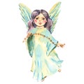 Watercolor angel with wings. Christmas angel illustration