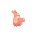 Cute naive watercolor bunny isolated on white background