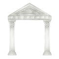 Watercolor antique arch with column corinthian order, Ancient Classic Greek pillar frame, Roman Columns, Architecture