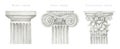 Watercolor antique column corinthian ionic doric order, Ancient Classic Greek pillar set, Roman Columns, Architecture