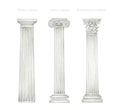 Watercolor antique column corinthian ionic doric order, Ancient Classic Greek pillar set, Roman Columns, Architecture Royalty Free Stock Photo