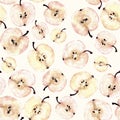 Watercolor apple slice seamless pattern