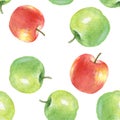 Watercolor apples, seamless pattern
