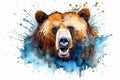 Watercolor Aquarelle Painting Bear Wildlife Art Illustration Generative AI