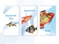 Watercolor aquarium fish set of posters