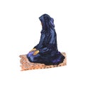 Watercolor arabian muslim woman praying namaz. Hand drawn ramadan kareem illustration