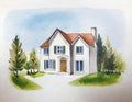 Watercolor of Architecte crÃÂ©ation dessin sur plan