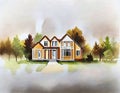 Watercolor of Architekt baut Modell Royalty Free Stock Photo