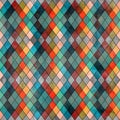 Watercolor argyle abstract geometric plaid seamless pattern with black line contour Royalty Free Stock Photo