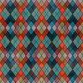 Watercolor argyle abstract geometric plaid seamless pattern with black line contour