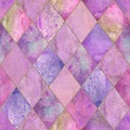 Argyle geometric watercolor seamless pattern Royalty Free Stock Photo