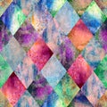Argyle geometric watercolor seamless pattern Royalty Free Stock Photo