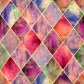 Argyle geometric watercolor seamless pattern