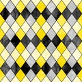 Watercolor argyle abstract geometric plaid seamless pattern with black line contour Royalty Free Stock Photo